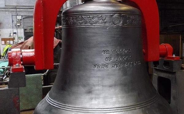The new 2 ton bell is all polished and ready for dispatch to Harvard University